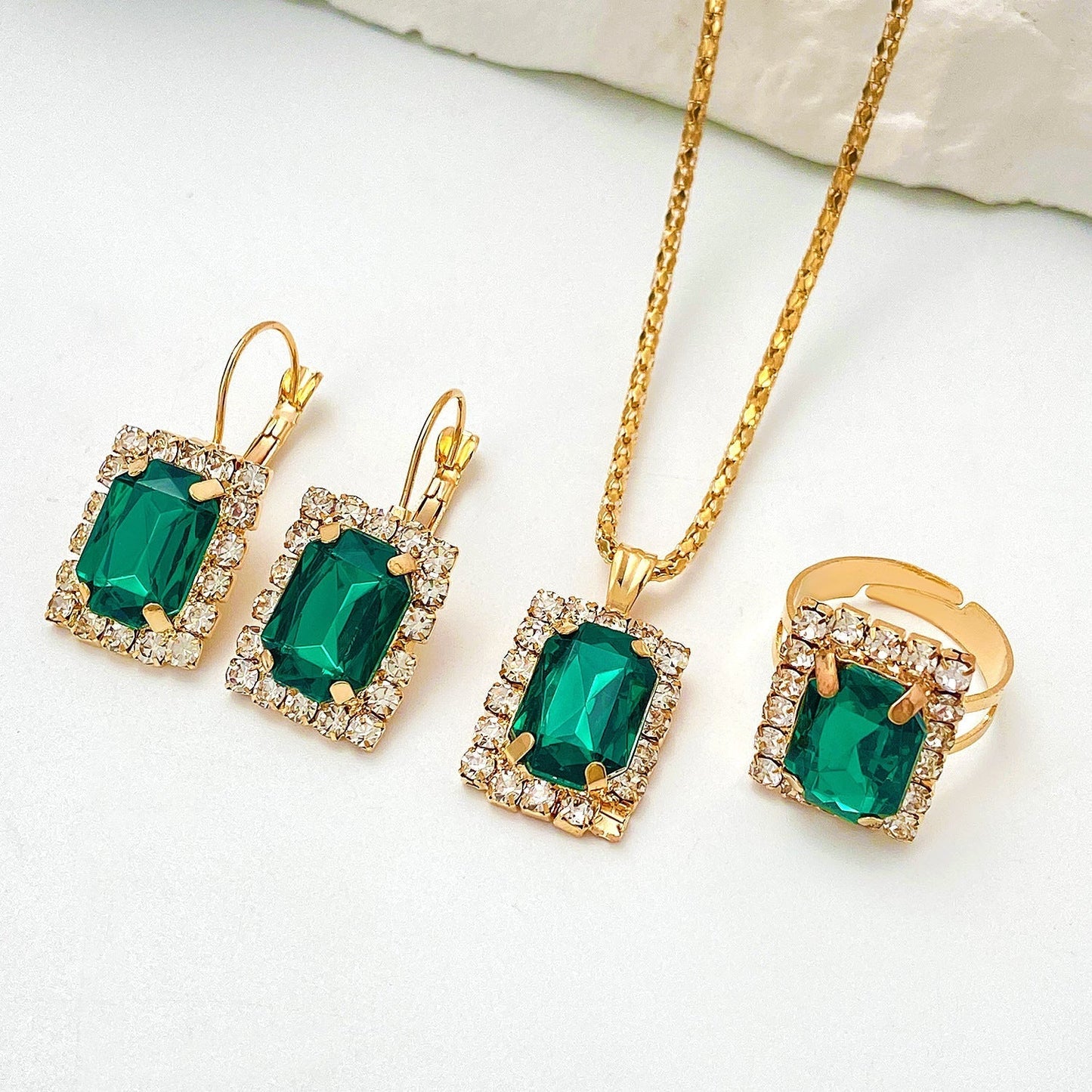 Juego de joyas Sylvara Greenveil | Oro blanco