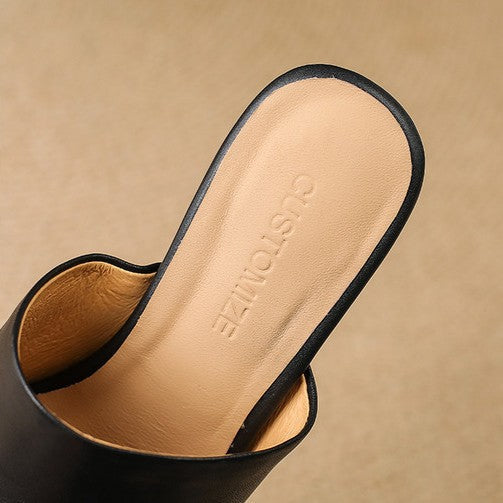 Virelle Curve Læder Mule Hæle