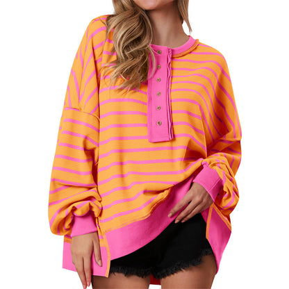 POLANA™ - Casual oversized langærmet sweatshirt med striber