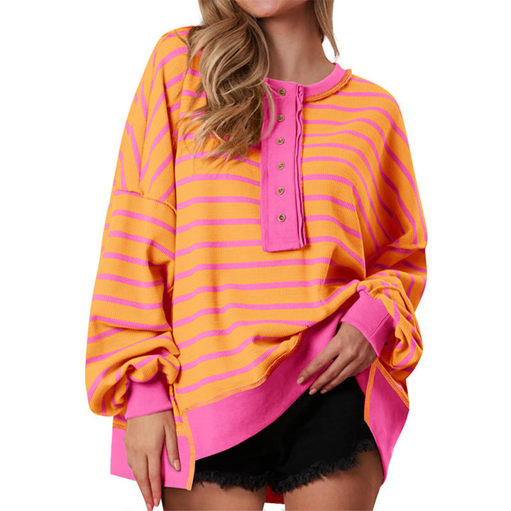 POLANA™ - Moletom Casual Listrado Oversized de Manga Longa