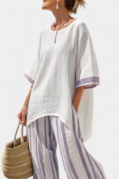 Luxmere | Bequeme, leger geschnittene Bluse & gestreifte Bambushose