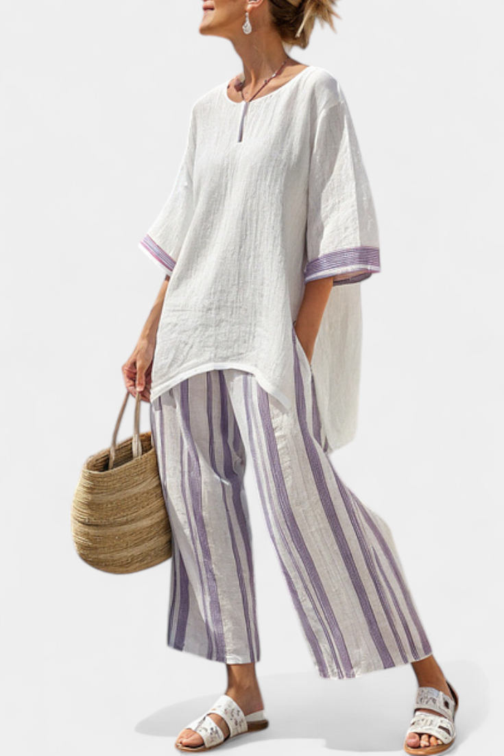 Luxmere | Bequeme, leger geschnittene Bluse & gestreifte Bambushose
