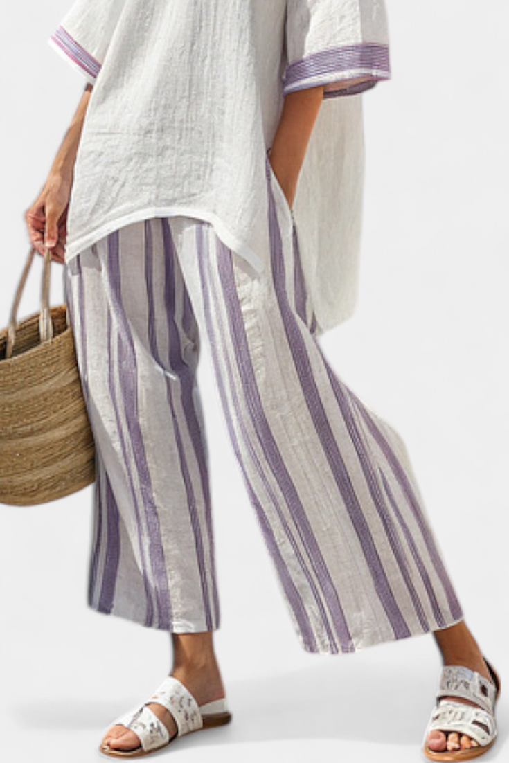 Luxmere | Bequeme, leger geschnittene Bluse & gestreifte Bambushose