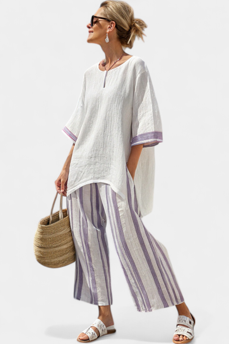 Luxmere | Bequeme, leger geschnittene Bluse & gestreifte Bambushose