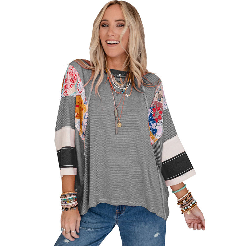 BAILEY | Leichtes Patchwork-Batwing-Oberteil