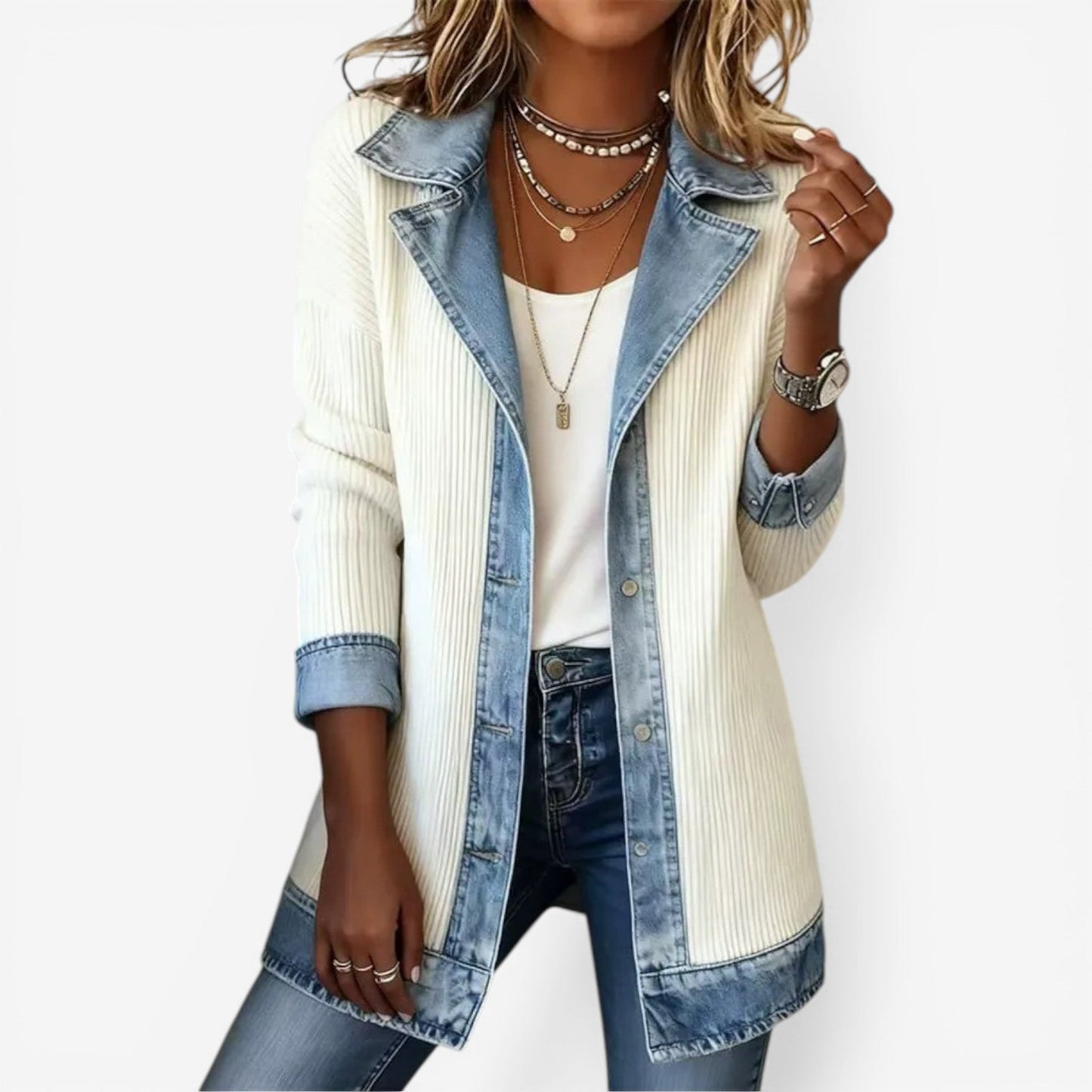 Emilia | Blazer en mezclilla combinada