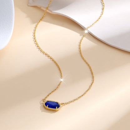 Collar clásico con zafiro ovalado | Oro