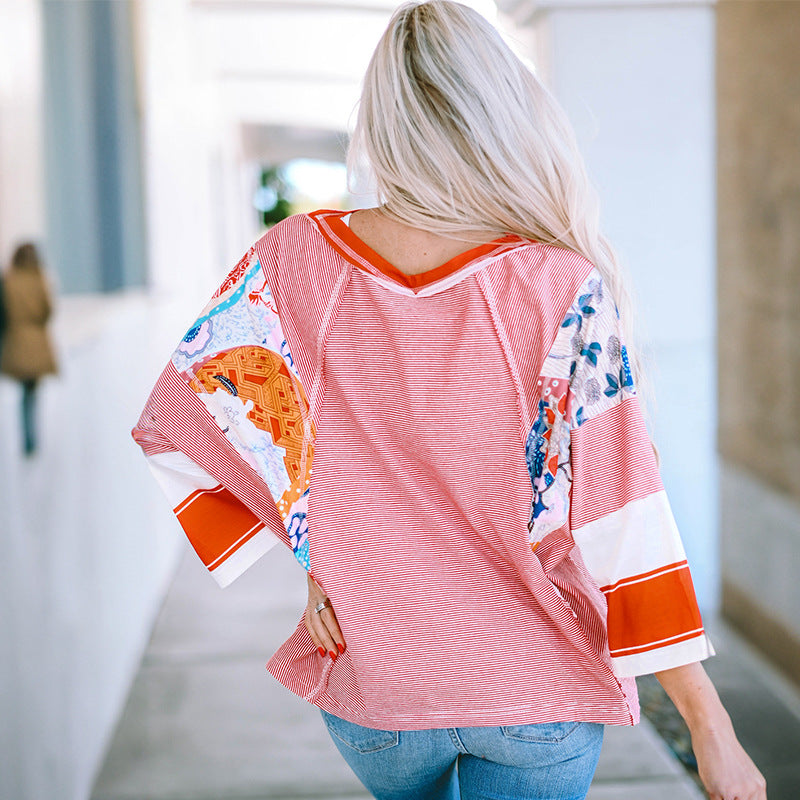 BAILEY | Leichtes Patchwork-Batwing-Oberteil