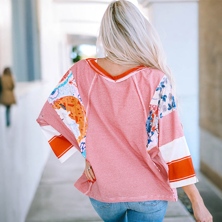 BAILEY | Leichtes Patchwork-Batwing-Oberteil