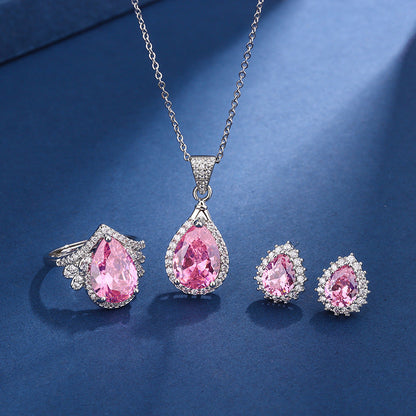 Conjunto Aria Teardrop Rosa | Ouro branco