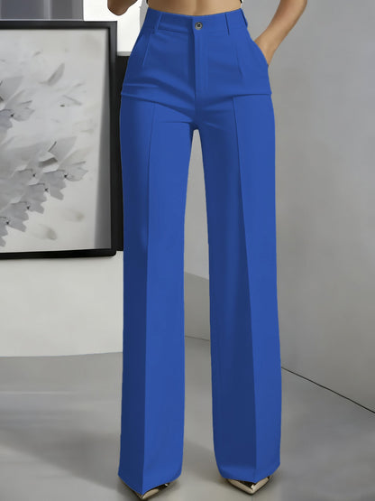 High waisted straight leg minimalist suit pants