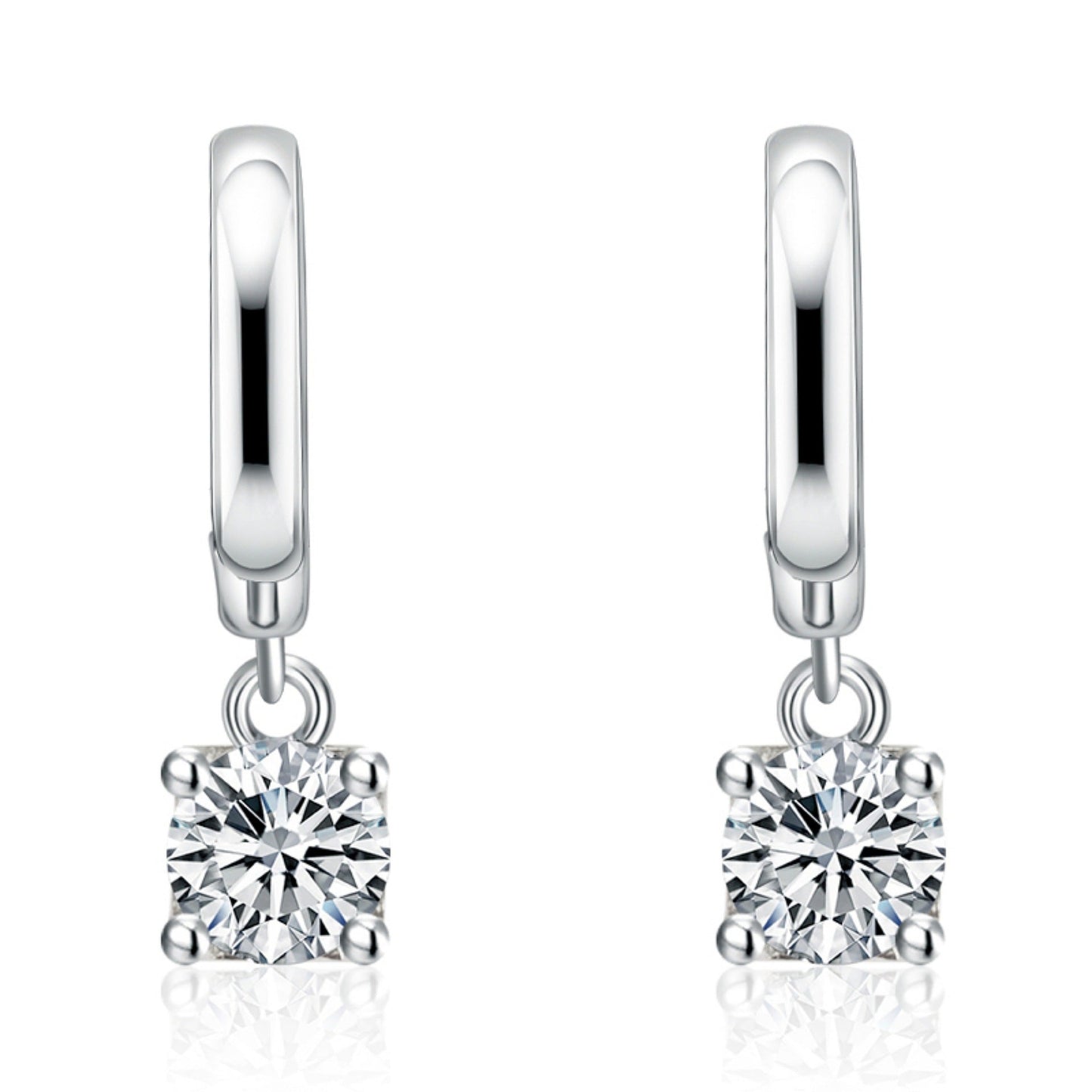 Pendientes colgantes cuadrados Aurora | Oro blanco