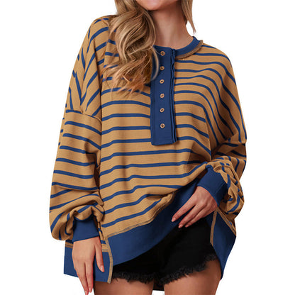 POLANA™ - Casual oversized langærmet sweatshirt med striber