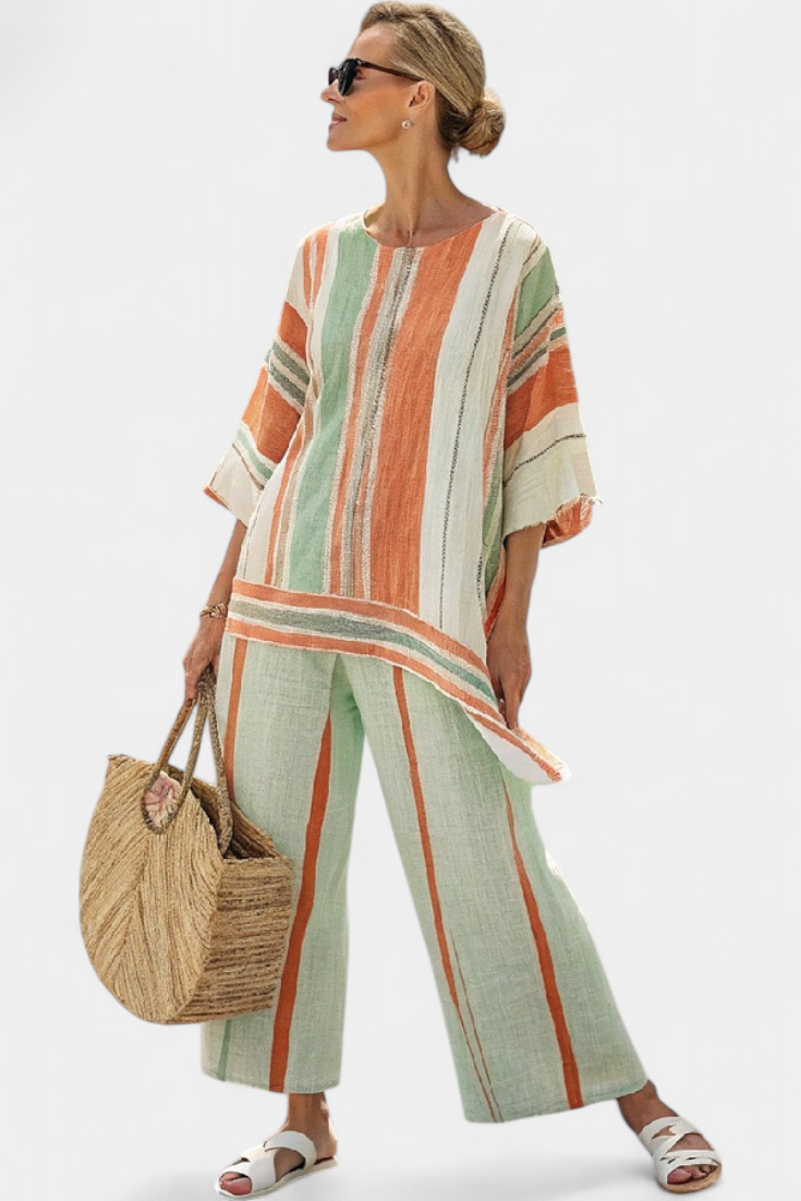 Bellmere | Blusa Assimétrica Elegante & Calça Pantalona