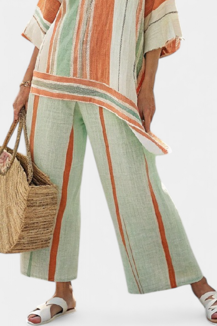 Bellmere | Blusa Assimétrica Elegante & Calça Pantalona