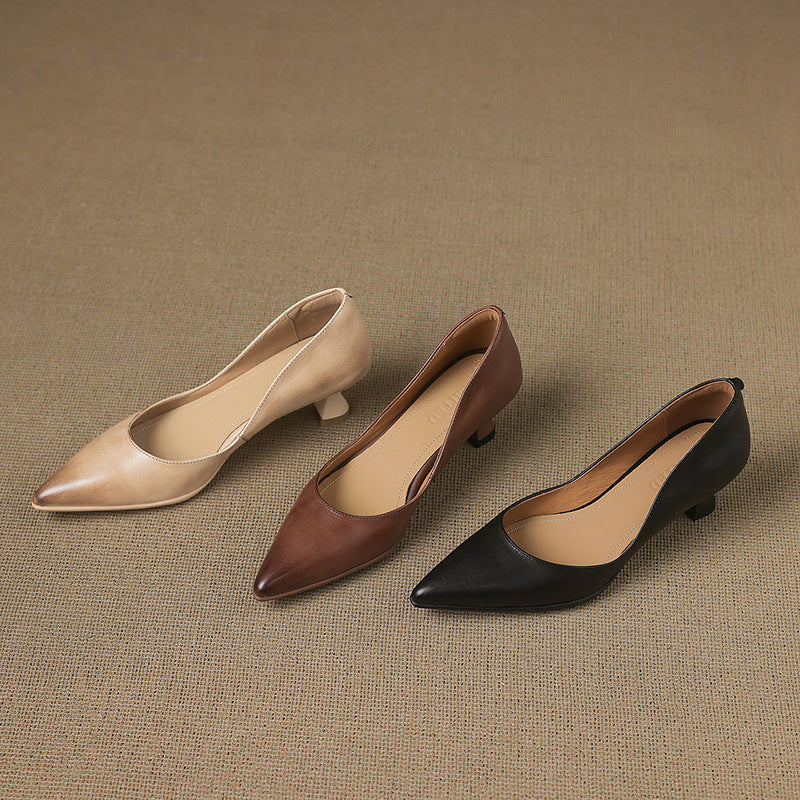 Tacones de gatito de cuero Calenne