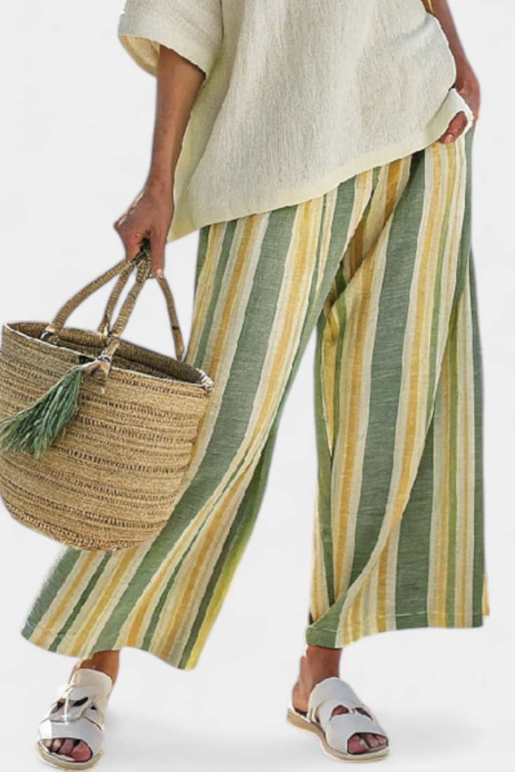 Ellowyn | Elegantes Oberteil und gestreifte Leinenhose