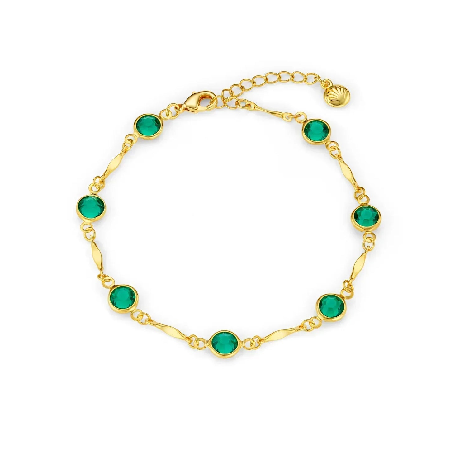 Pulsera de cadena con eslabones de esmeralda | Dorado