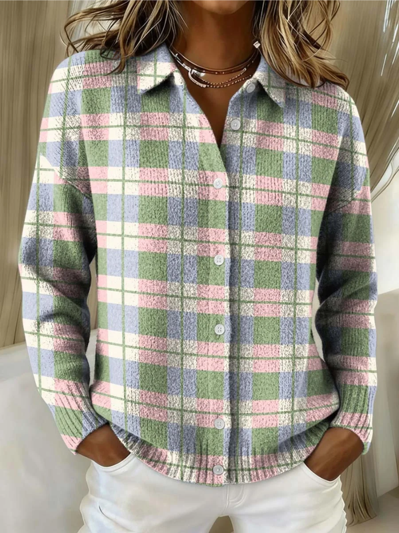 Lena™ – Blusa de moletom xadrez em cores pastel vibrantes