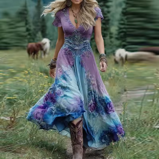 Noraya - Boho Vintage-inspiriertes Kleid