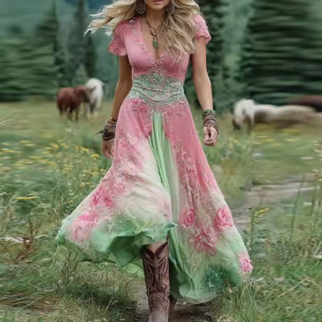 Noraya - Boho Vintage-inspiriertes Kleid