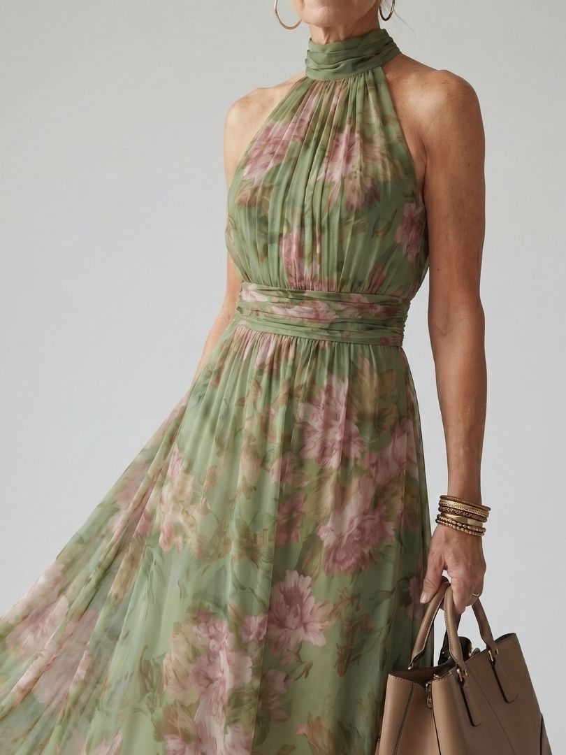 Mirelle | Samlet halterneck midikjole