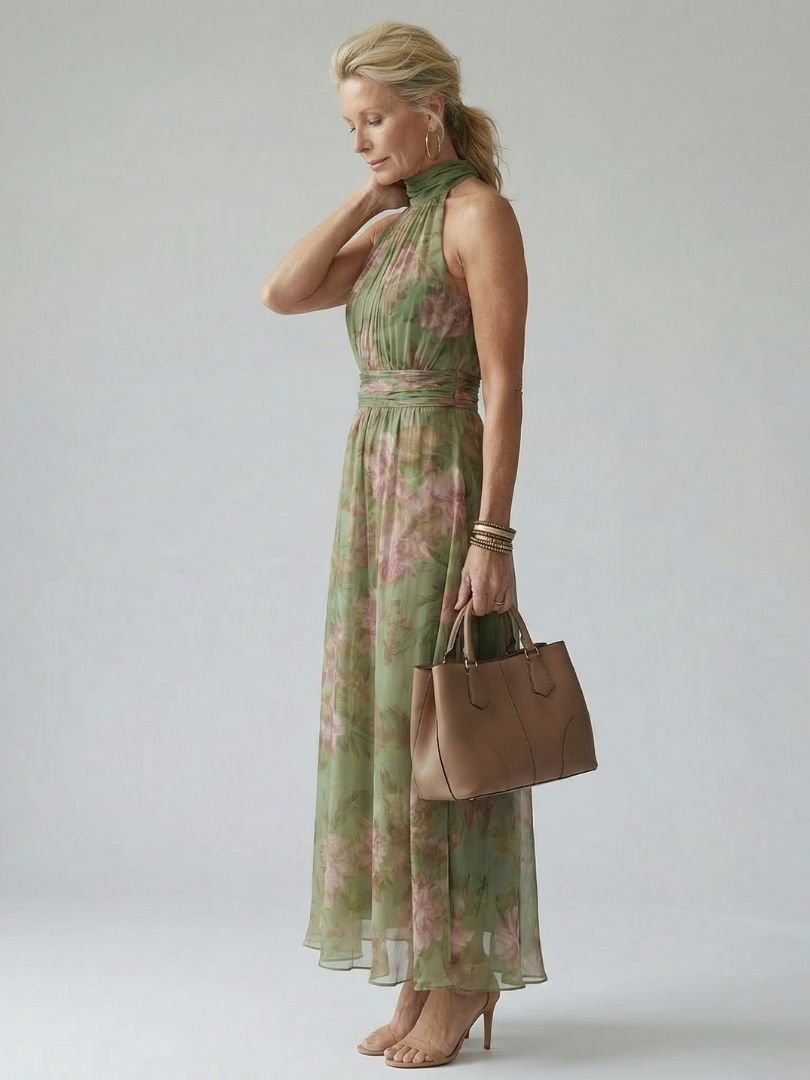 Mirelle | Samlet halterneck midikjole