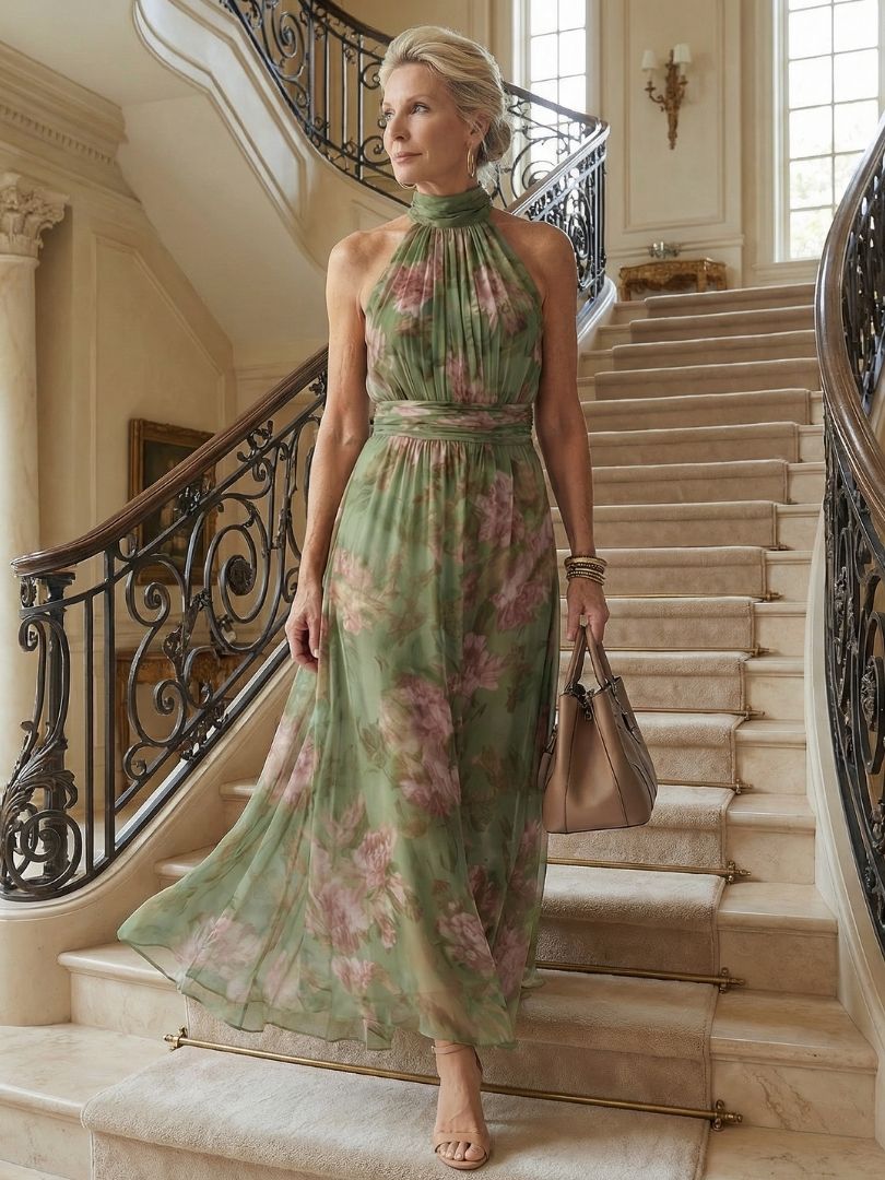 Mirelle | Samlet halterneck midikjole