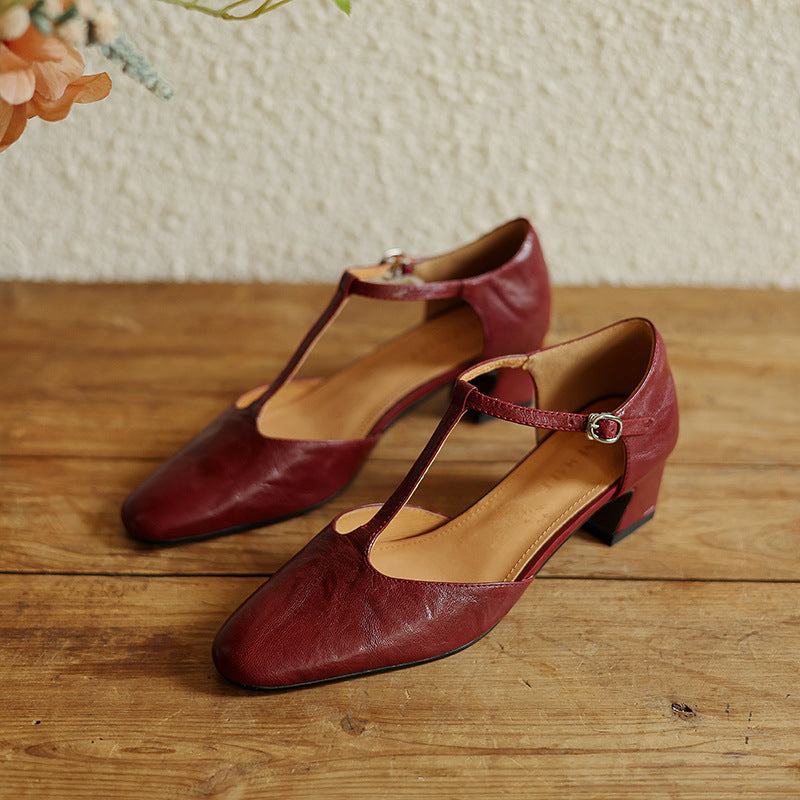 Elowen Leder T-Riemchen Pumps