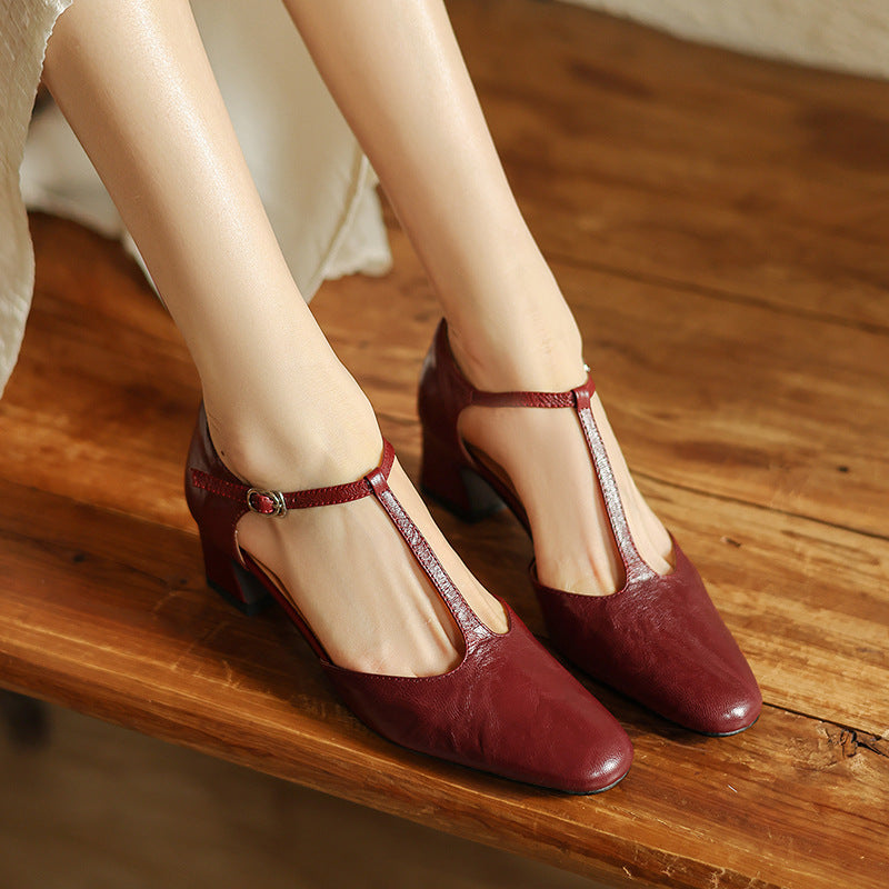 Elowen Leder T-Riemchen Pumps