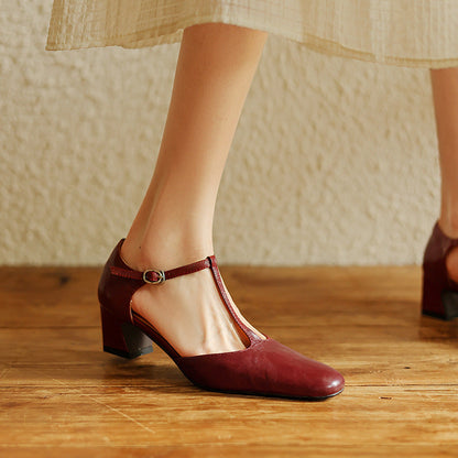 Elowen Leder T-Riemchen Pumps