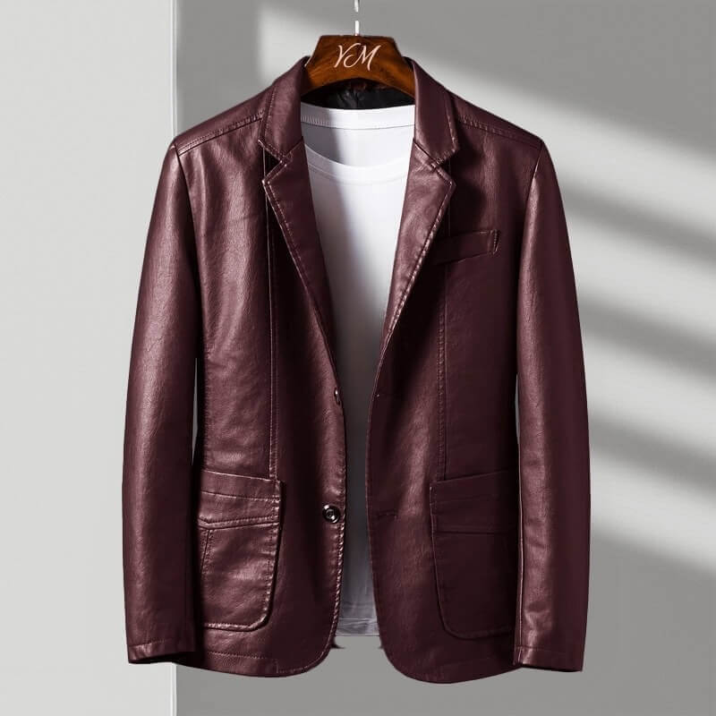 Zari | Men's Faux Leather Blazer Jacket