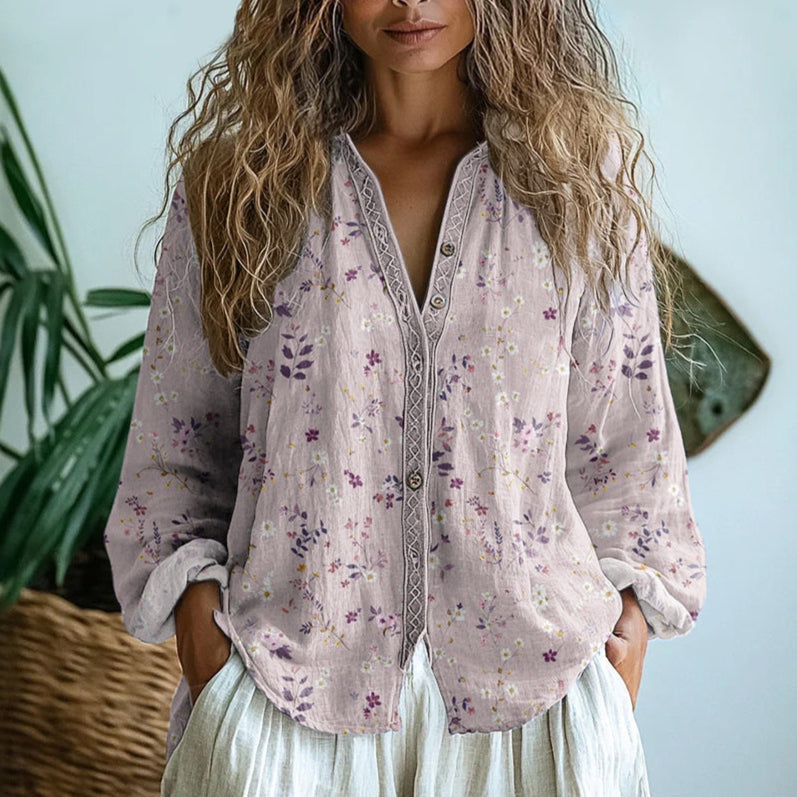 Brianna | Elegant vintage skjorte med bladprint