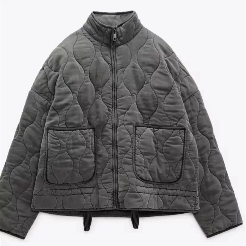 Warme Vintage-Steppjacke aus Baumwolle für Damen