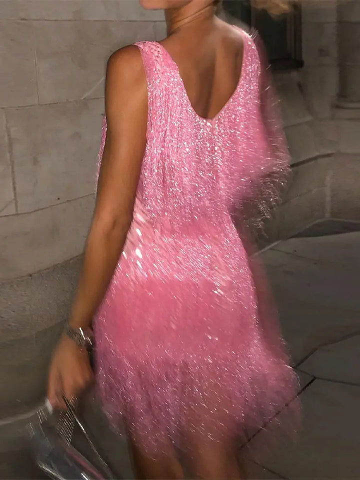 NANCY | VESTIDO DE FESTA COM FRANJAS