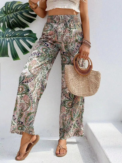 Olivia | Pantalones vintage estampados de pierna ancha