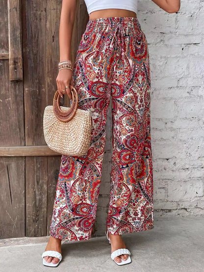 Olivia | Pantalones vintage estampados de pierna ancha