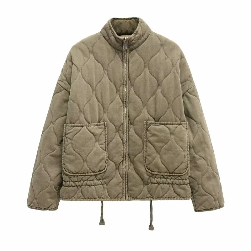 Warme Vintage-Steppjacke aus Baumwolle für Damen