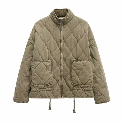 Warme Vintage-Steppjacke aus Baumwolle für Damen