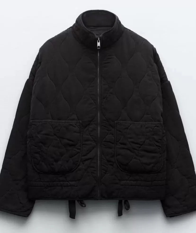 Warme Vintage-Steppjacke aus Baumwolle für Damen