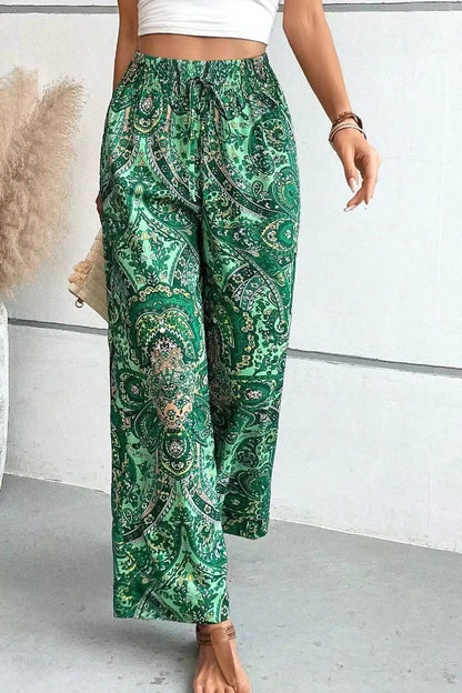 Olivia | Pantalones vintage estampados de pierna ancha