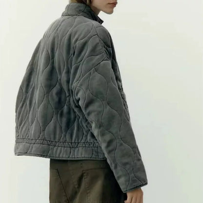 Warme Vintage-Steppjacke aus Baumwolle für Damen