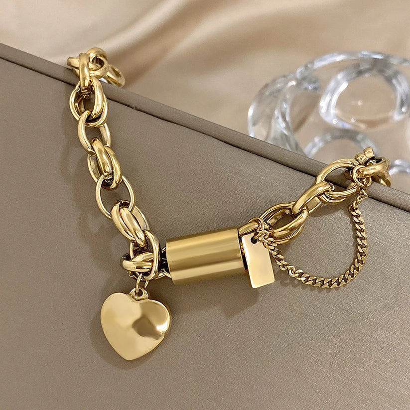 Pulsera gruesa Heartened | Dorado