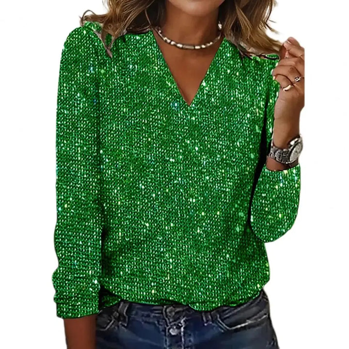 Blusa Emma brillante con lentejuelas y escote en V