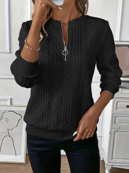 Textured Zipper Sweatshirt – Stylish & Comfy