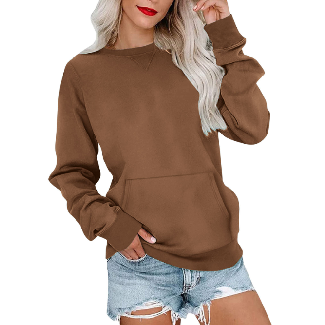 CASEY™ - Moletom Feminino com Gola Careca e Bolso Canguru