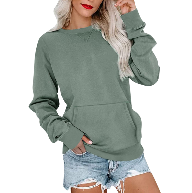 CASEY™ - Moletom Feminino com Gola Careca e Bolso Canguru
