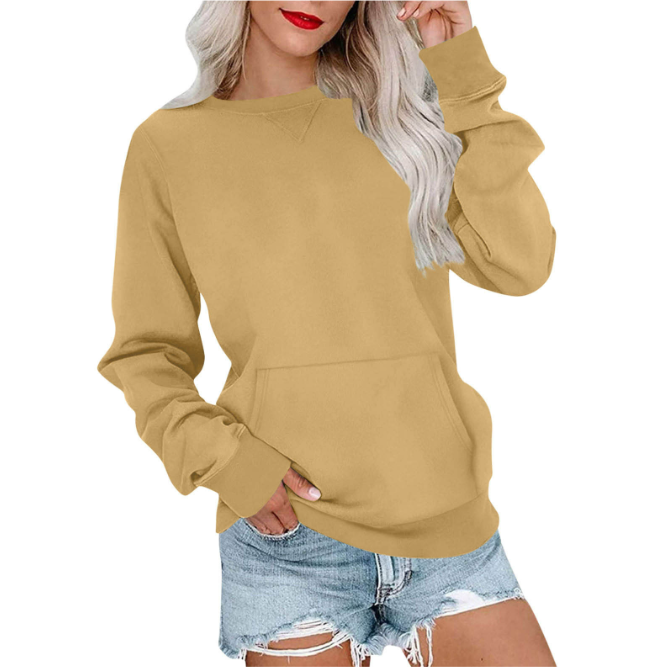 CASEY™ - Moletom Feminino com Gola Careca e Bolso Canguru