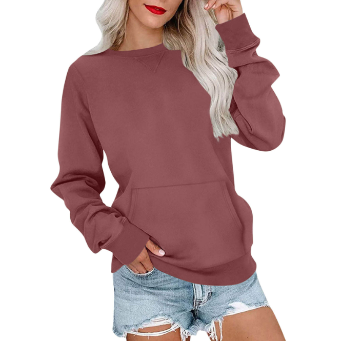 CASEY™ - Moletom Feminino com Gola Careca e Bolso Canguru