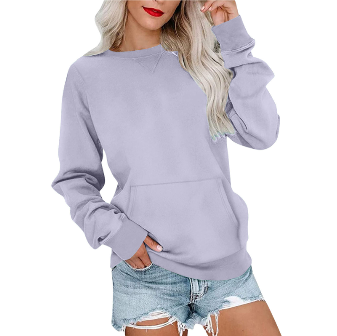 CASEY™ - Moletom Feminino com Gola Careca e Bolso Canguru